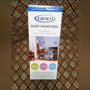 NEW GRACO Baby Monsters Wall Decals 4 Sheets Self Stick Nursery Removable